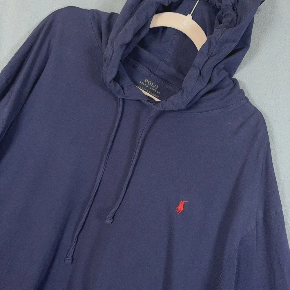 Polo Ralph‎ Lauren Hoodie Mens 3XB Blue Pullover Lightweight Cotton Pony Logo